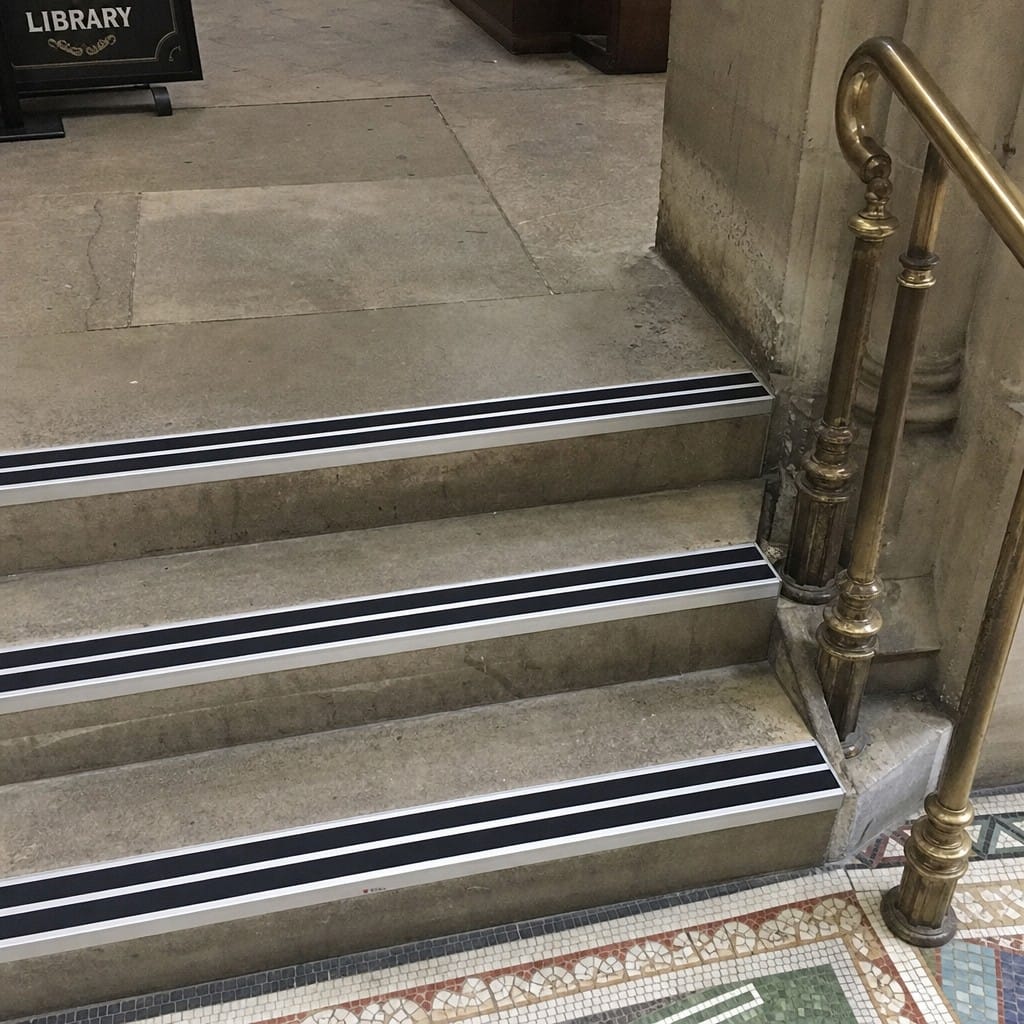 Customer photo review of Aluminium Stair Nosing 91x32mm Heavy Duty Double Anti Slip Insert