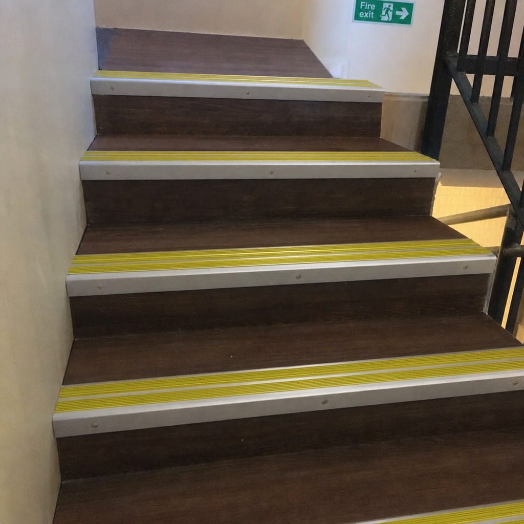 Customer photo review of Raked Double Channel Stair Nosing 90x32mm Aluminium, 1m & 2m