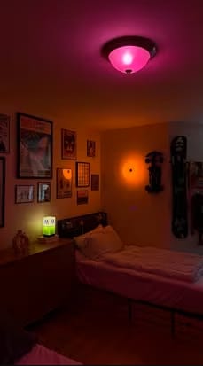 Customer photo review of Bauhaus Style Glass Donut Table Lamp