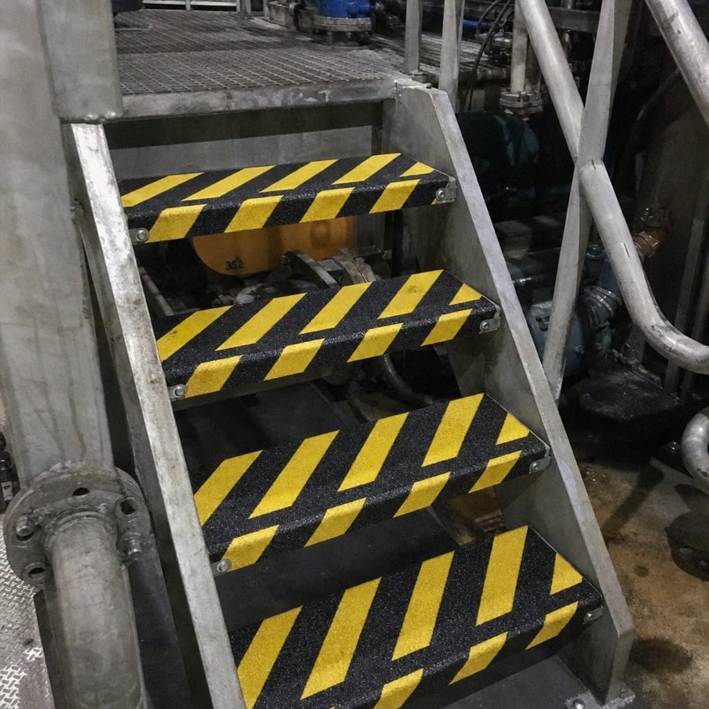 Customer photo review of GRP Anti-Slip Stair Tread Covers 4mm Heavy Duty | Black/Yellow Hazard | DDA | 7 Lengths