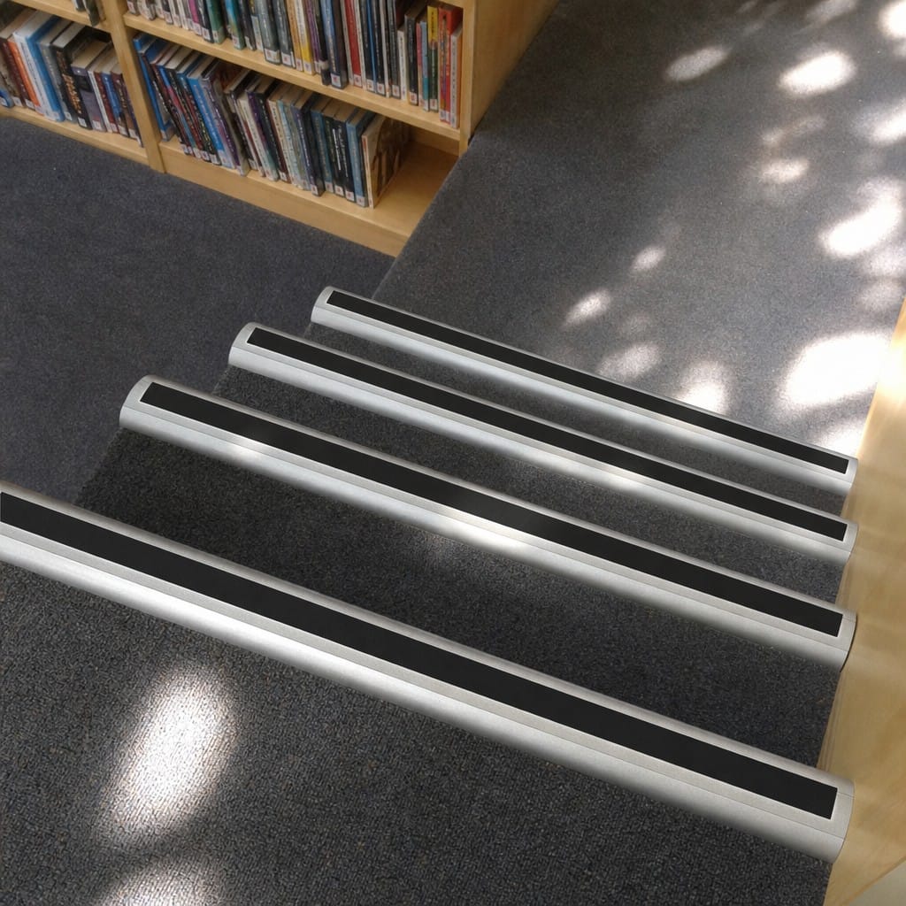 Customer photo review of Aluminium Stair Nosing 2.44m Bullnose Double Insert 53mm