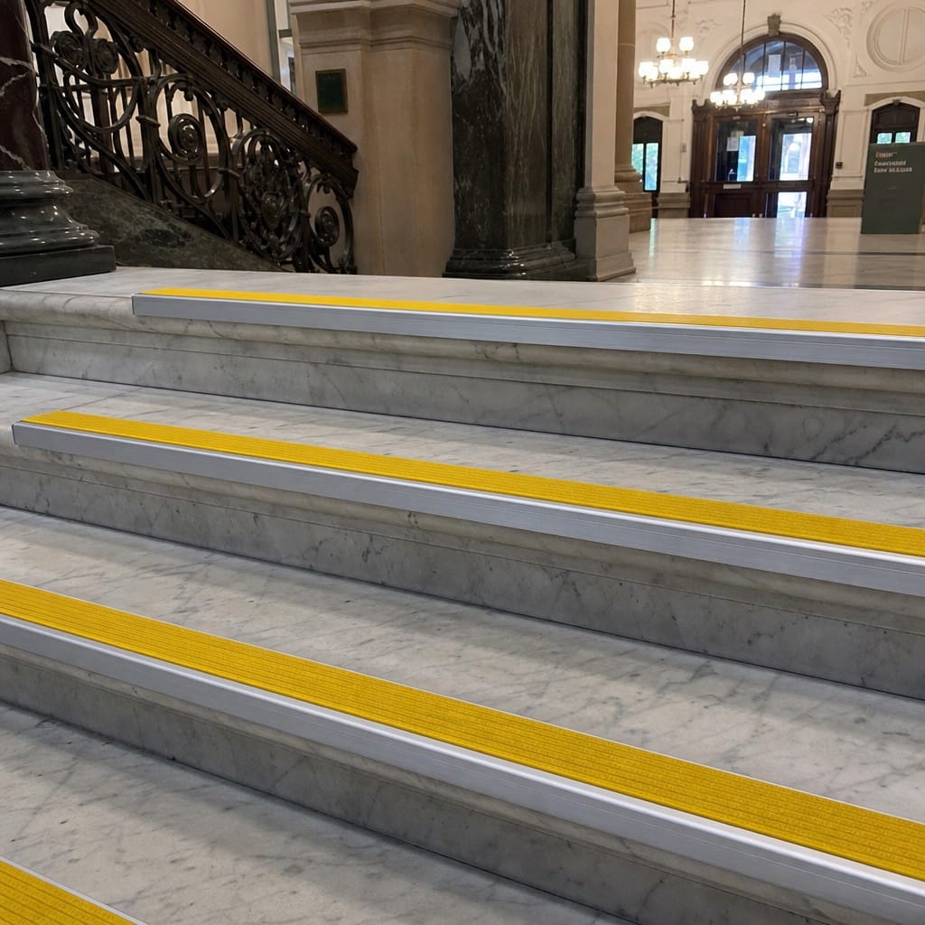 Customer photo review of Aluminium Stair Nosing 71x55mm Heavy Duty Anti-Slip PVC Insert, 11 Colours