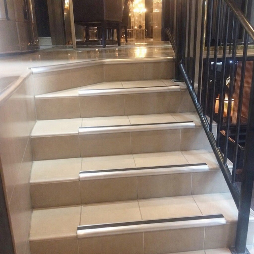 Customer photo review of Aluminium Stair Nosing 2.75m Bullnose Single Insert 57mm