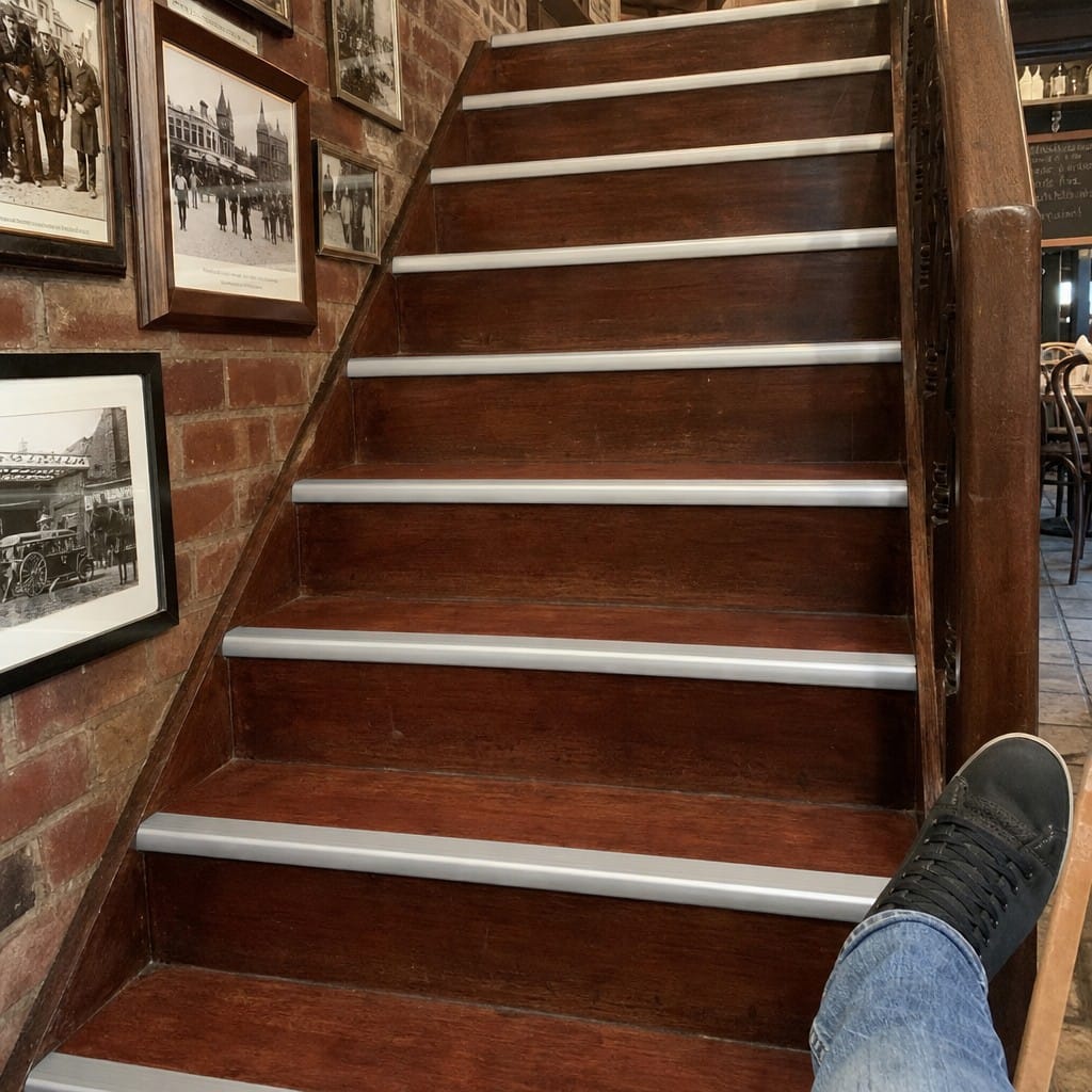 Customer photo review of Aluminium Stair Nosing 45mm Bullnose Edge Trim for 5mm LVT Flooring