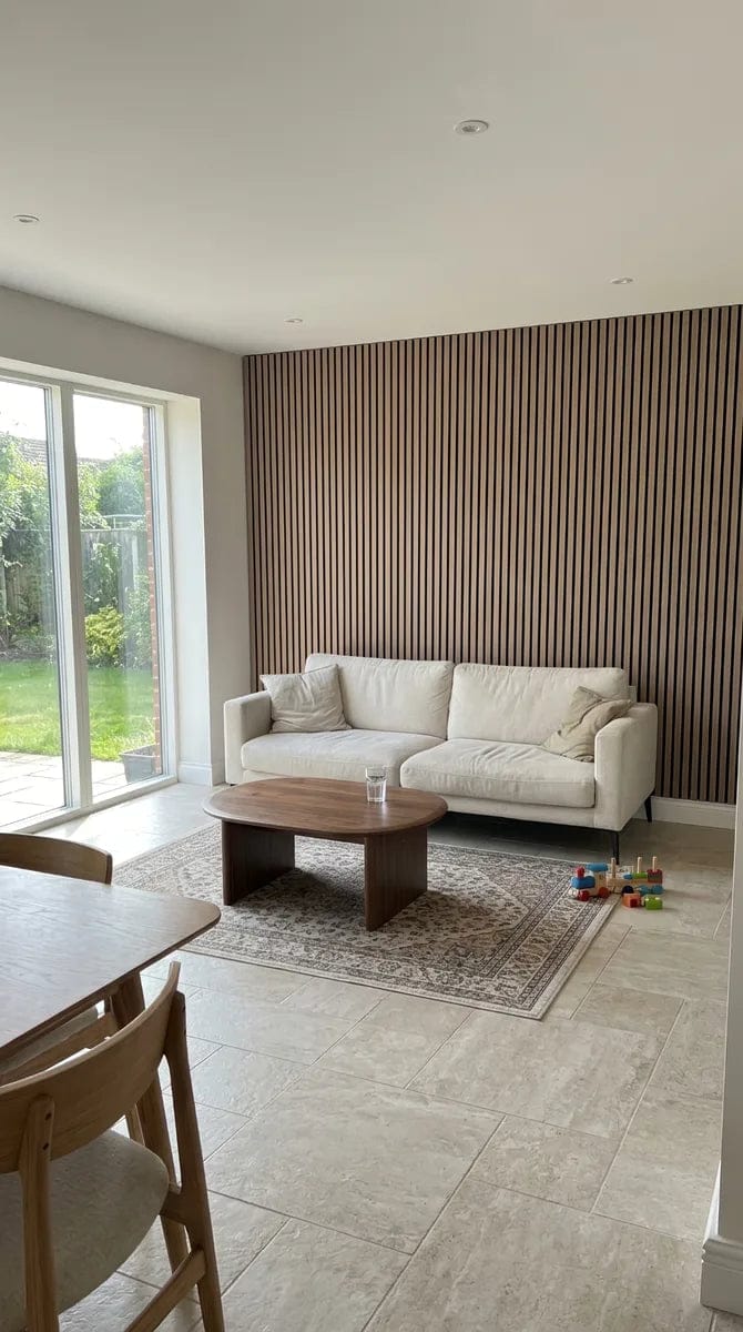 Customer photo review of Panneaux Acoustiques Noyer – 240×60 – 11 mm – Lot de 4