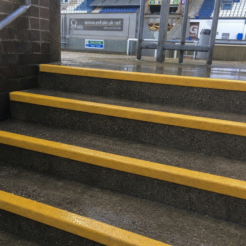 Customer photo review of GRP Anti-Slip Stair Nosing 55x55mm | R13 Rated | DDA Compliant | Black, Yellow & Black/Yellow