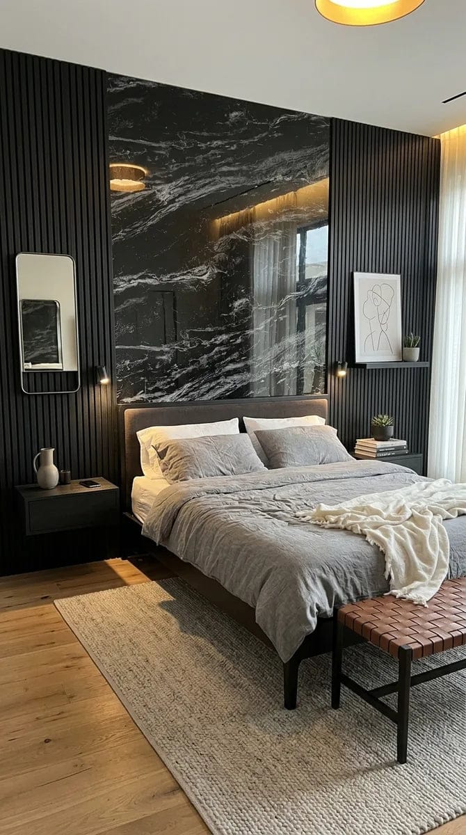 Customer photo review of Panneau PVC - Effet Marbre Noir - 250 x 120 cm – 100% Imperméable - 15 ans Garantie