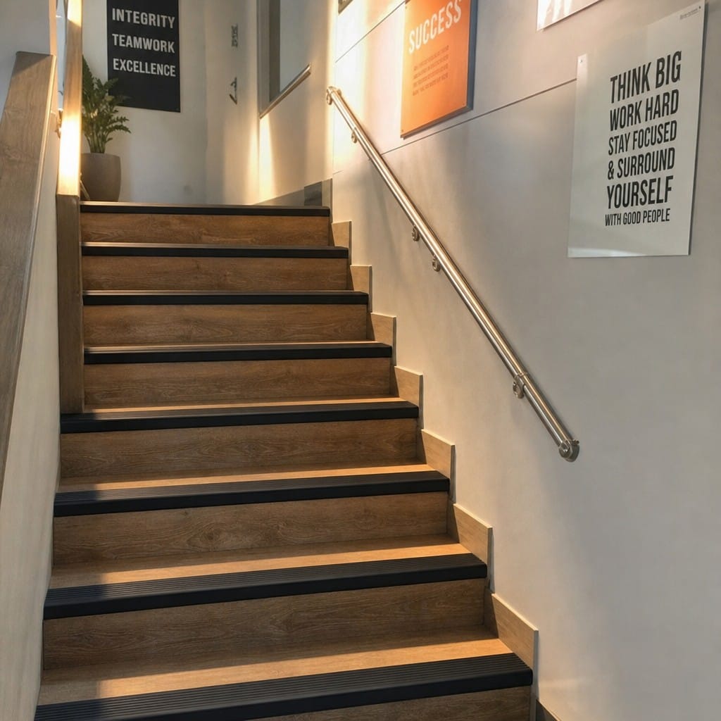 Customer photo review of PVC Stair Edging 65x44mm Slip Resistant Ribbed Indoor, 2.75m Length