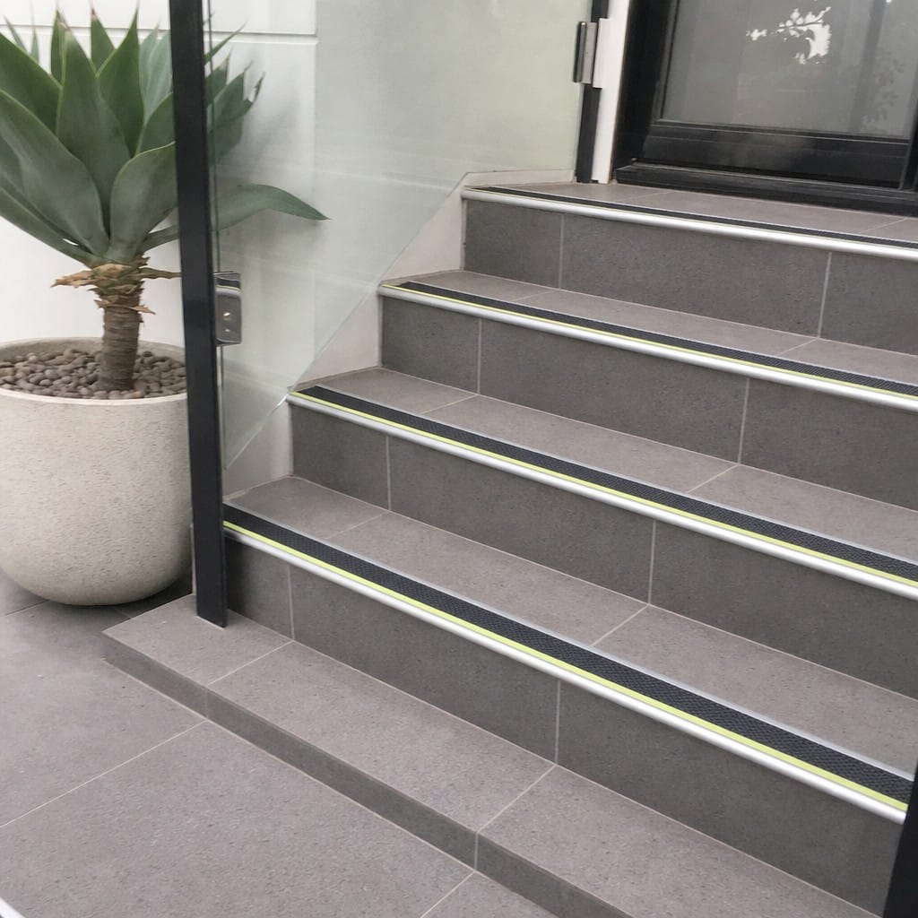 Customer photo review of Aluminium Stair Nosing 91x32mm Outdoor Anti Slip Tredsafe Insert