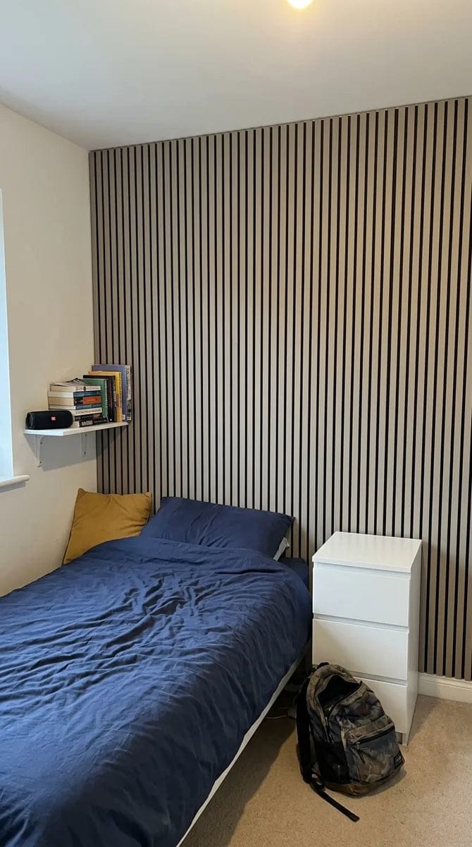 Customer photo review of Panneaux Acoustiques Gris Cuir – 240x60 – 11 mm – Lot de 4