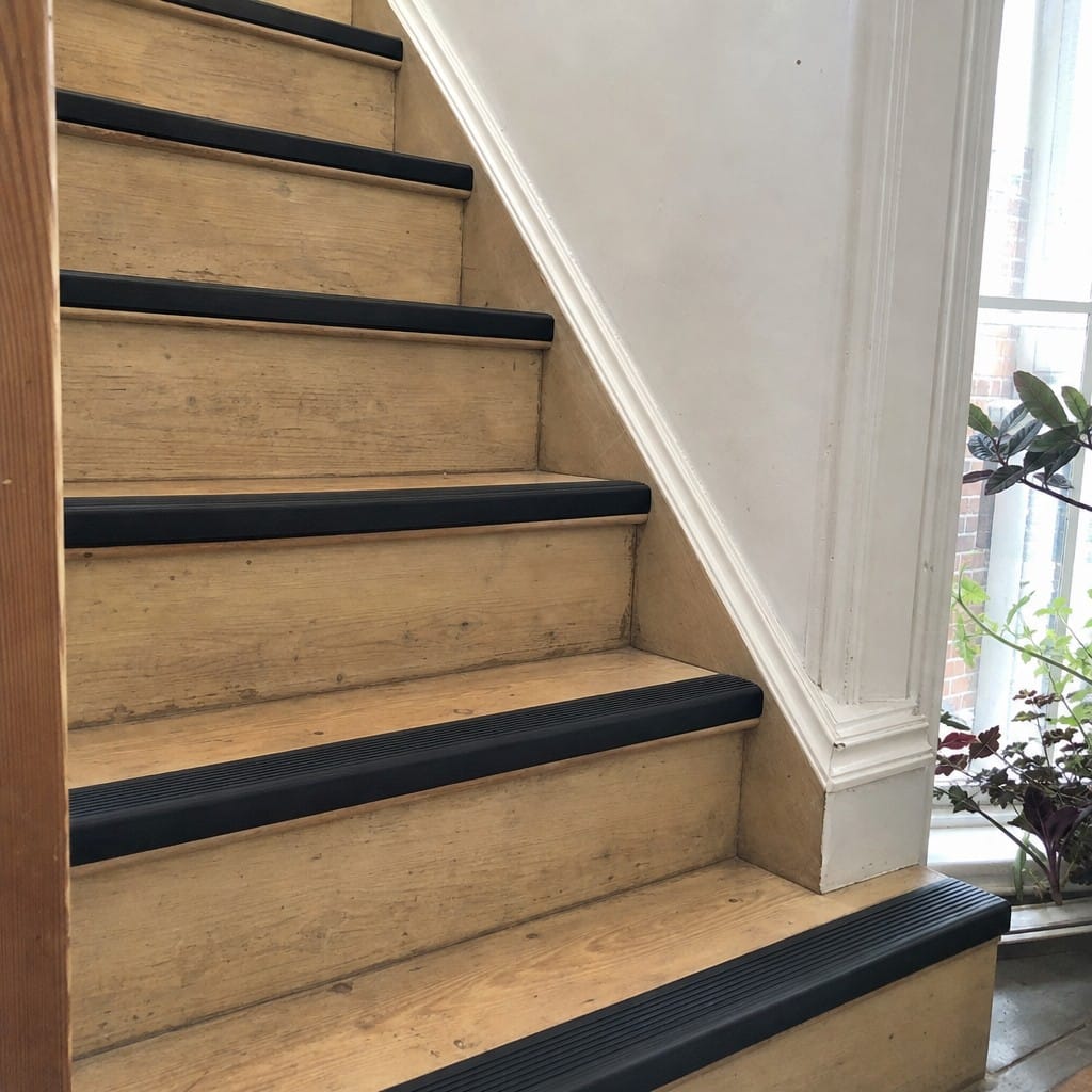 Customer photo review of Anti Slip Stair Nosing 70x40mm Flexible PVC Strip, Black or Grey