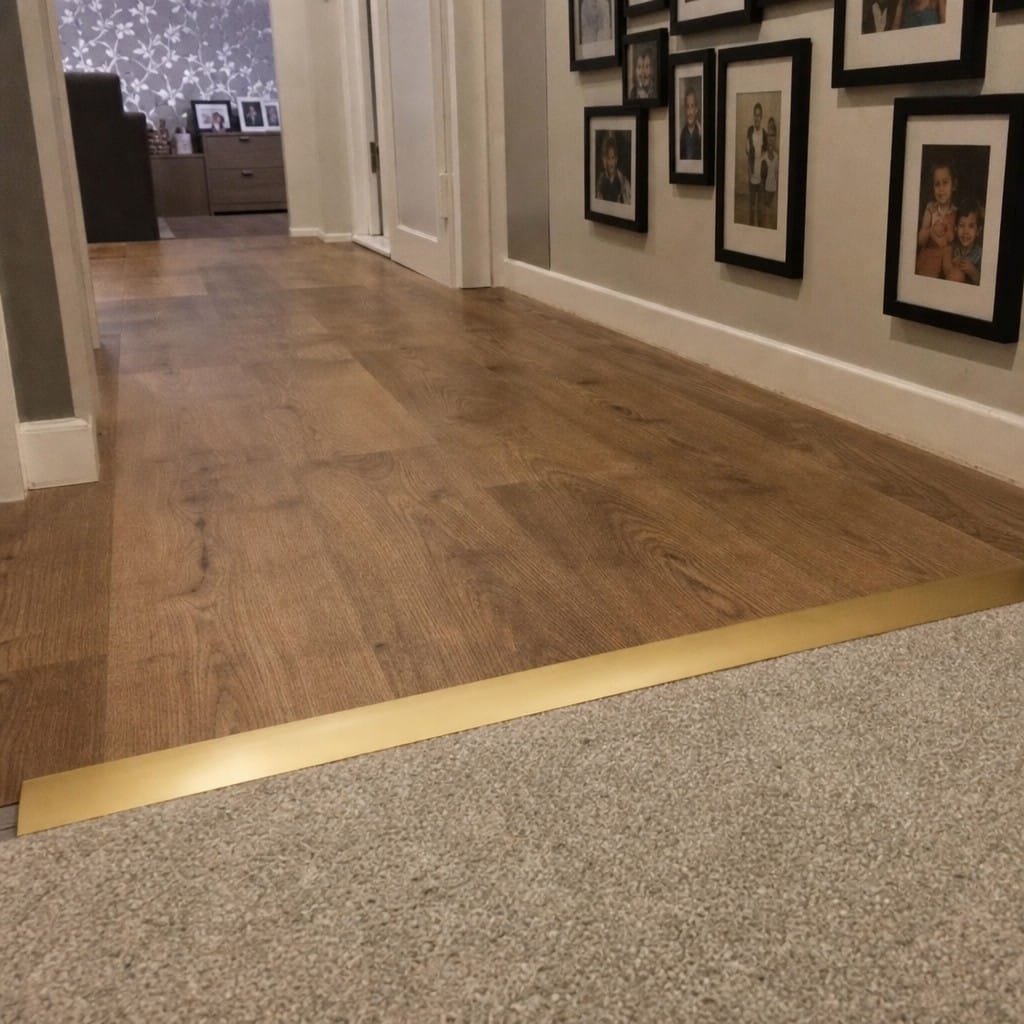 Customer photo review of Self Adhesive Anodised Aluminium Floor Trim 40mm for Flooring Transitions