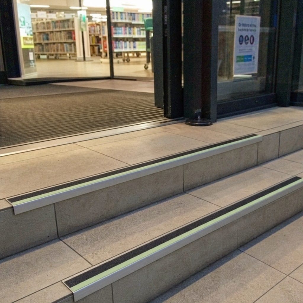 Customer photo review of Aluminium Stair Nosing 66x32mm Outdoor Grade Ramped Glow Edge