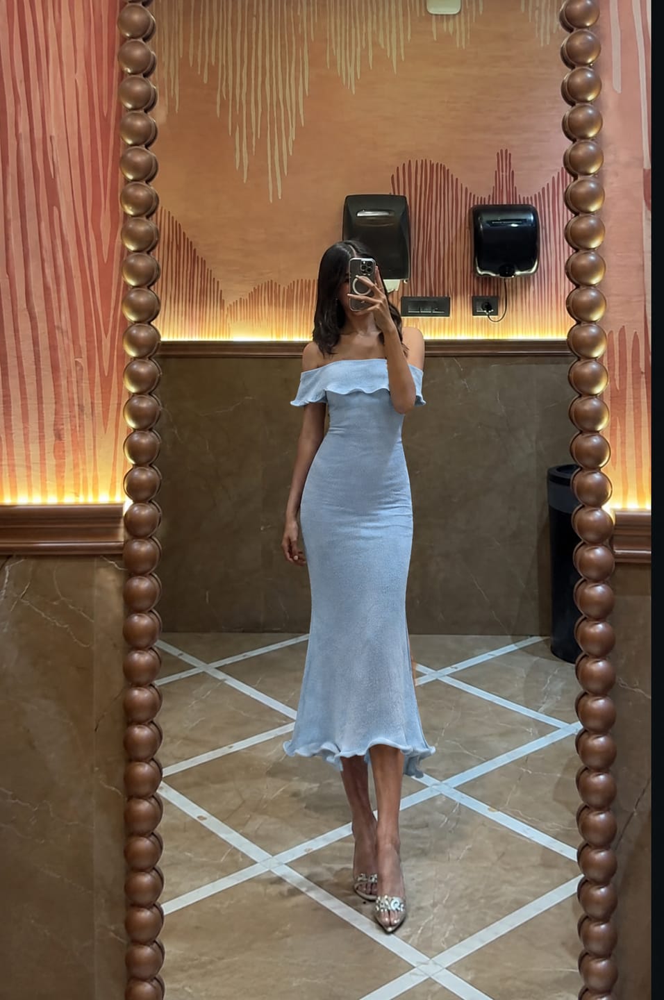 Customer photo review of Colette Off-Shoulder Knit Midi Dress