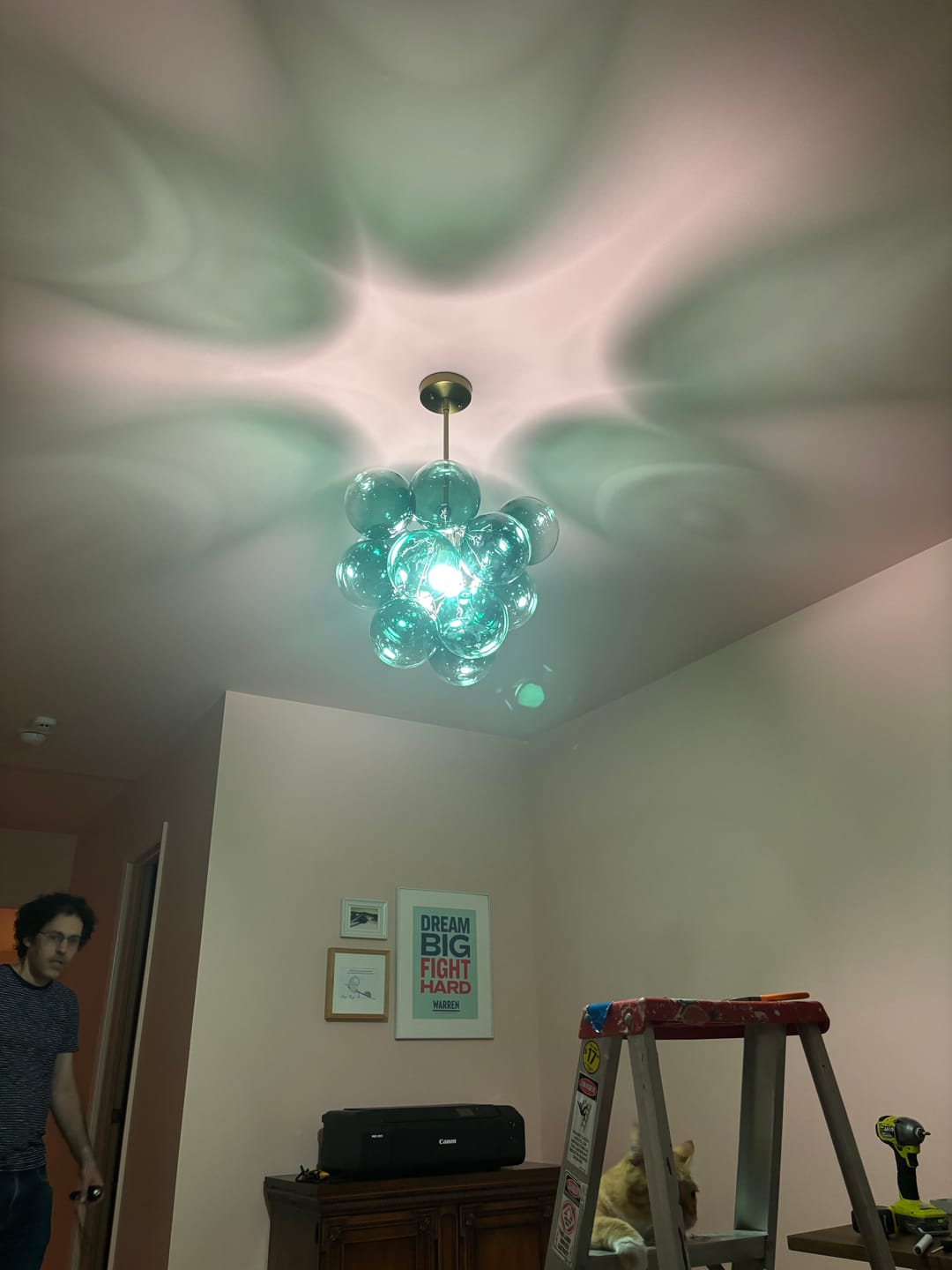 Customer photo review of Art Deco Color 1-Light Cluster Glass Globe Bubble Chandelier
