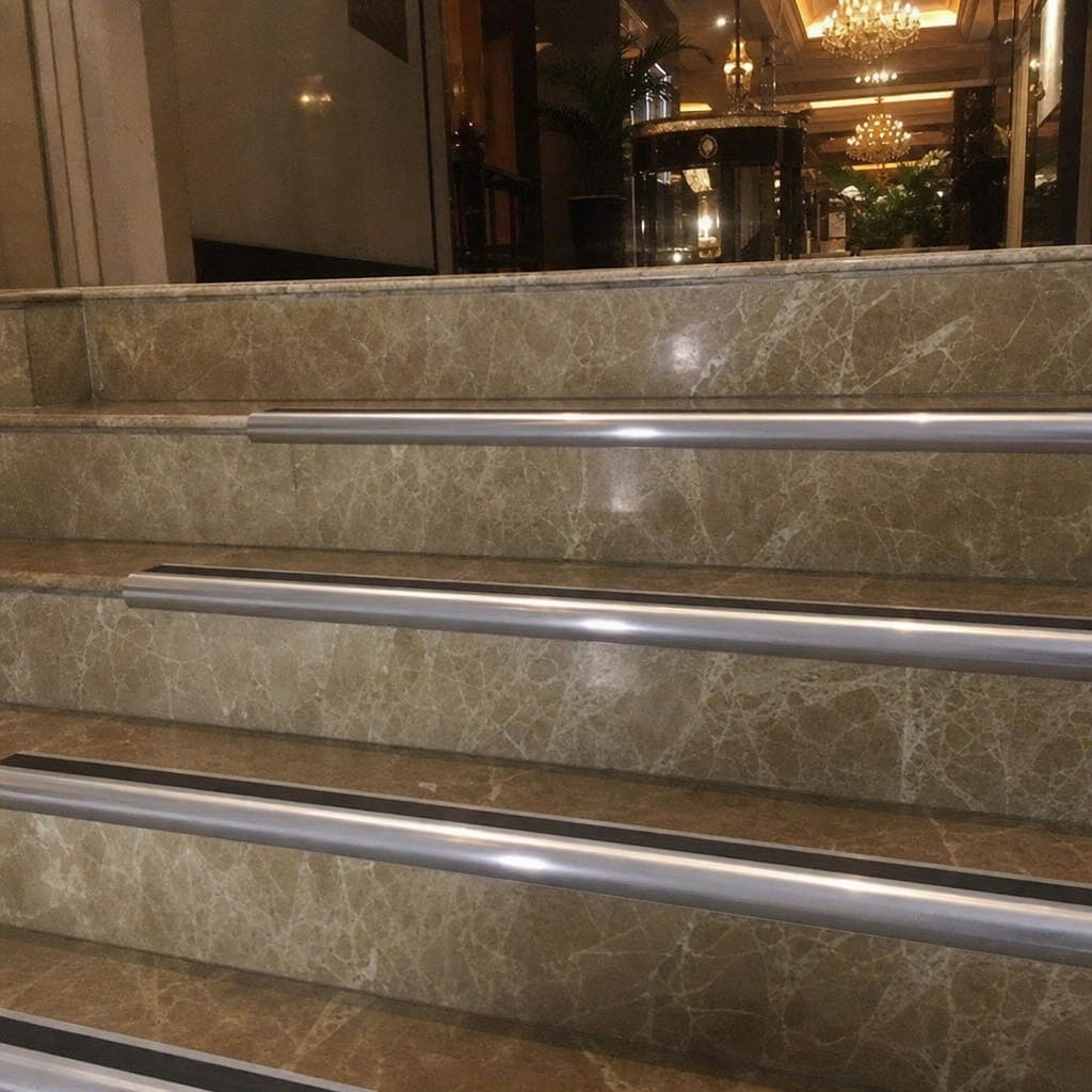 Customer photo review of Aluminium Stair Nosing 2.44m Bullnose 57mm Single