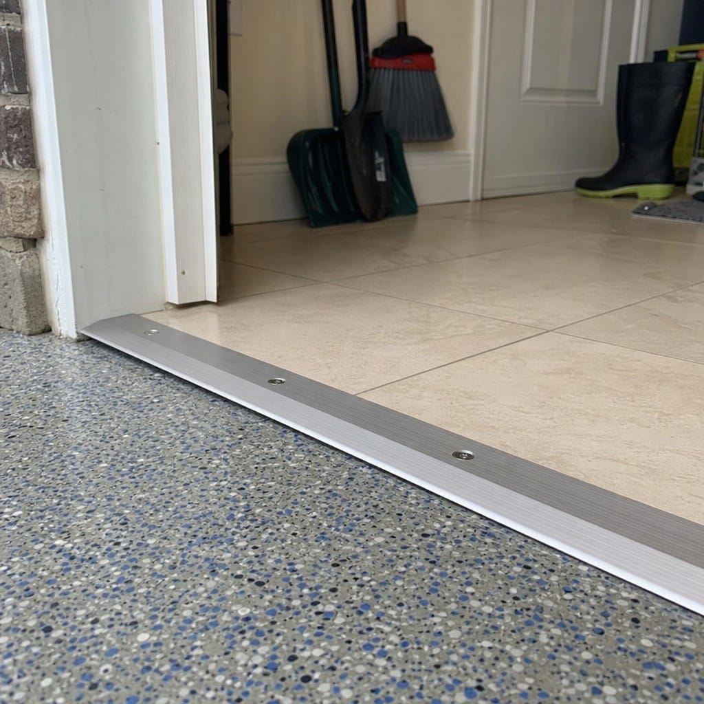 Customer photo review of Aluminium Ramp Threshold Strip 38mm Screw Fit, 3mm & 6mm Floors