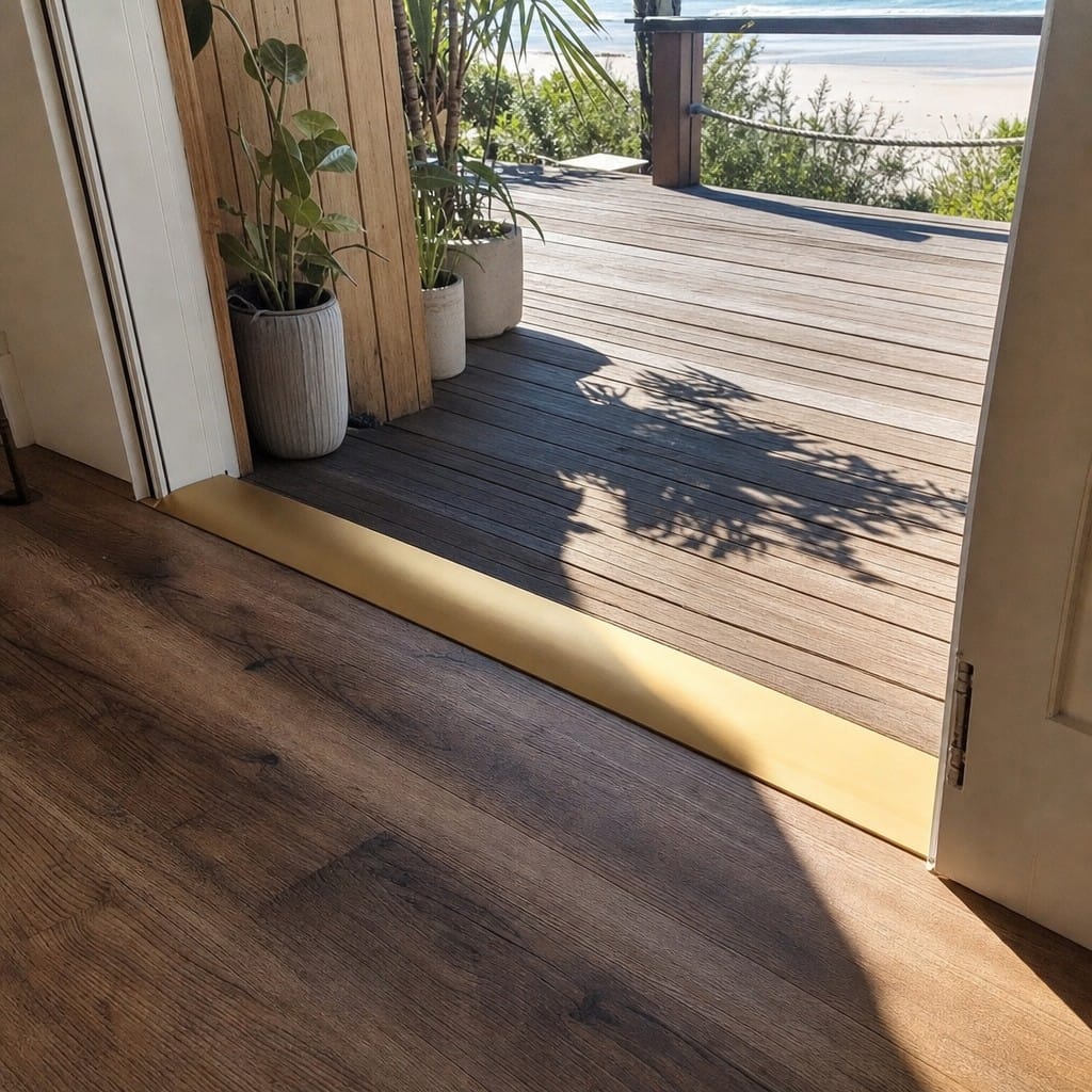 Customer photo review of Self Adhesive Anodised Aluminium Floor Trim 40mm for Flooring Transitions