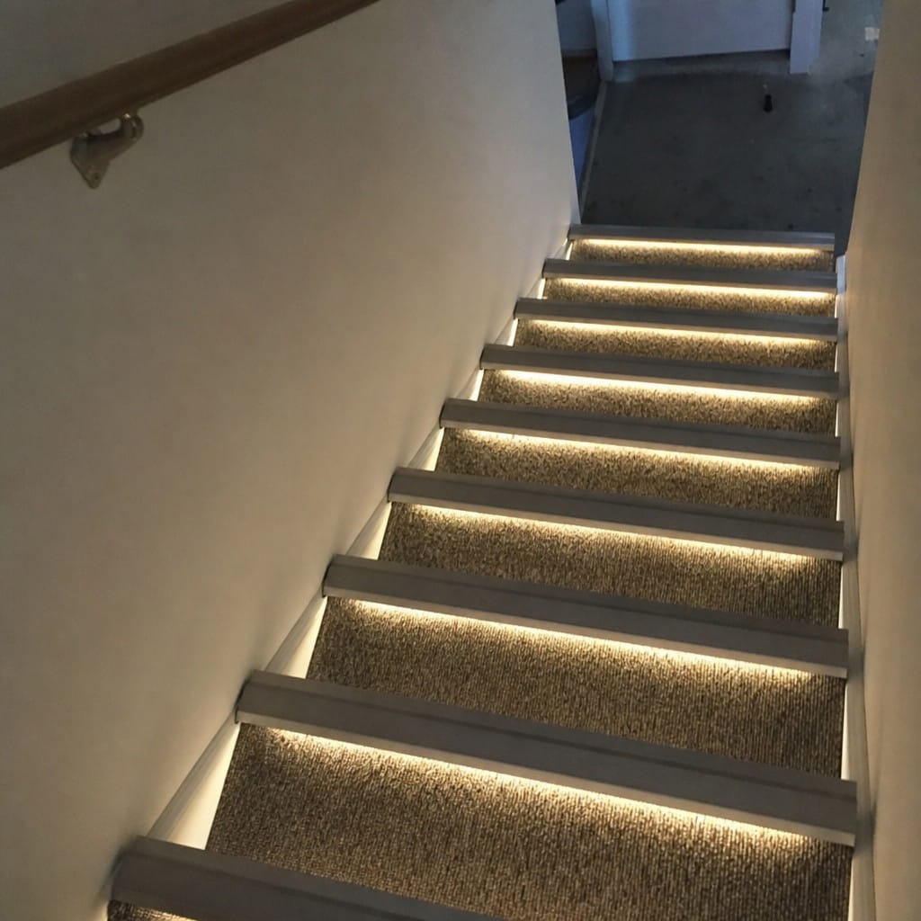 Customer photo review of Aluminium Anti Slip Stair Nosing 76.5mm x 26mm, Light Down for Safety on Stairs