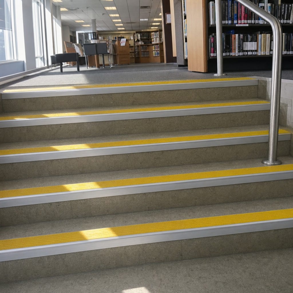 Customer photo review of Aluminium Stair Nosing 71x55mm Heavy Duty Anti-Slip PVC Insert, 11 Colours