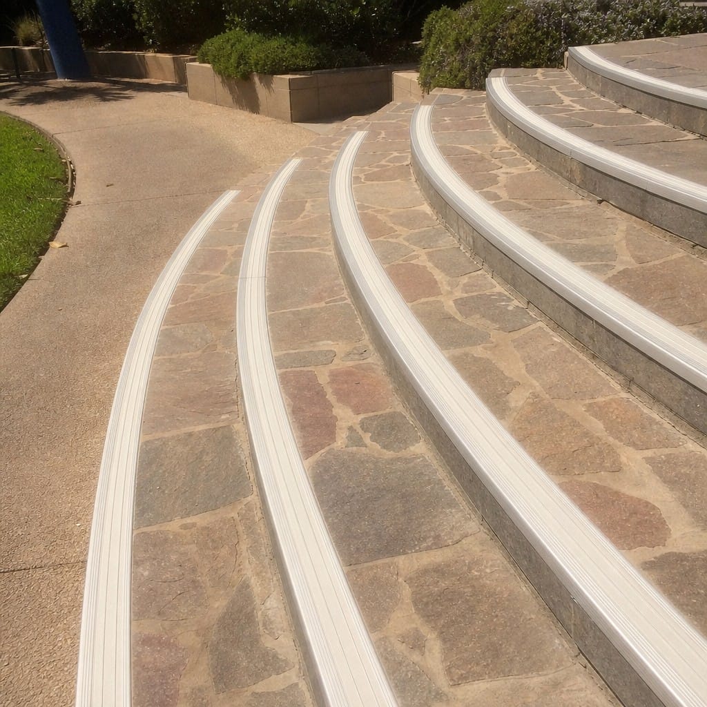 Customer photo review of Aluminium Stair Nosing 85x32mm External High Traffic Anti Slip