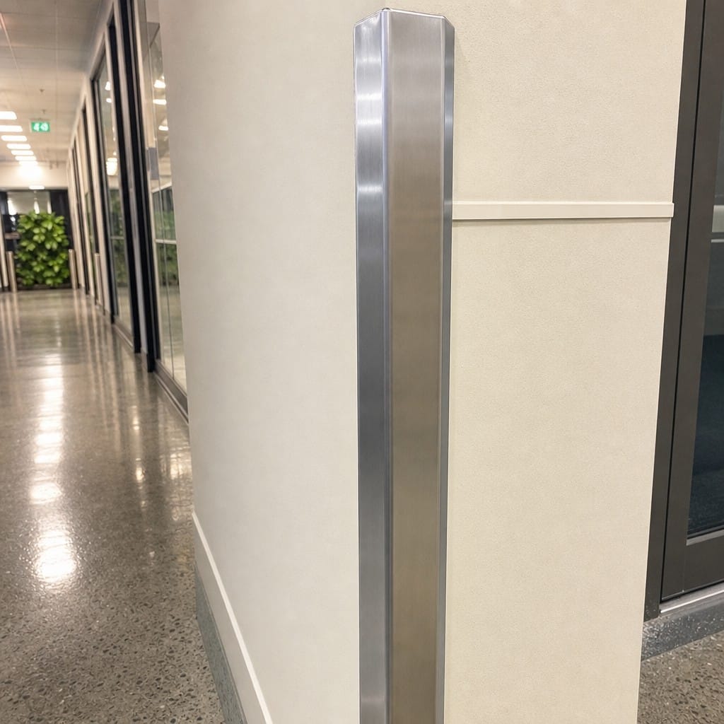 Customer photo review of Aluminium 90° Corner Guard – Brushed Finish Wall Edge Protector 2.5m