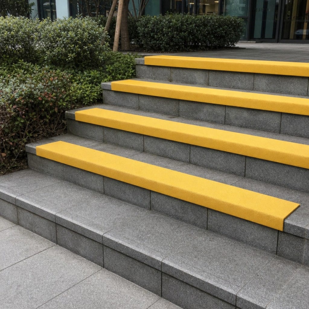Customer photo review of GRP Anti-Slip Stair Tread Covers 4mm Heavy Duty | Yellow | DDA Compliant | 6 Lengths