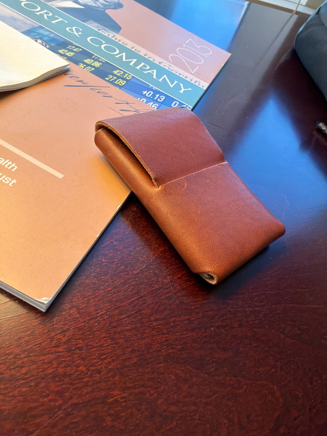 Customer photo review of The Companion Horween Leather Origami Pocket Wallet – English Tan