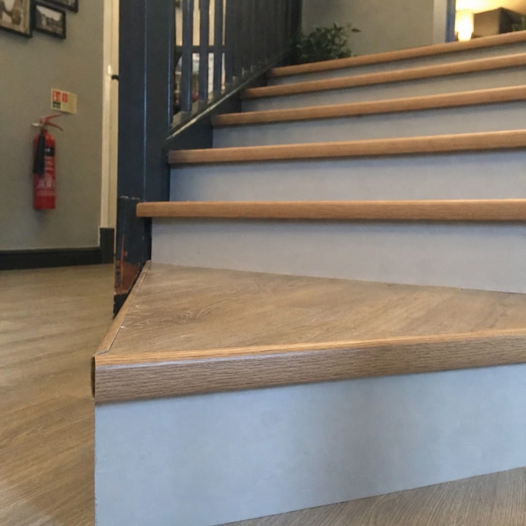 Customer photo review of uPVC Wood Effect Stair Nosing | Stair Edge Protector — 0.9m | 14 Colours