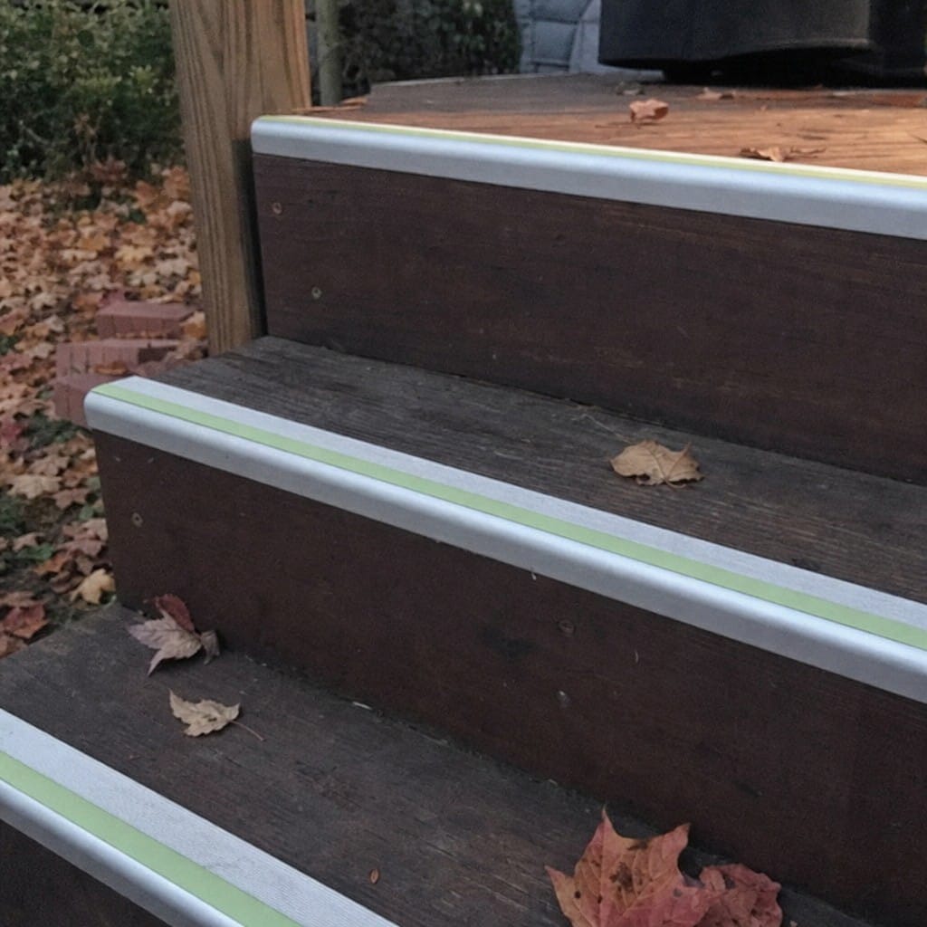 Customer photo review of Aluminium Stair Nosing 57x40mm Outdoor Grade Anti Slip Glow Edge