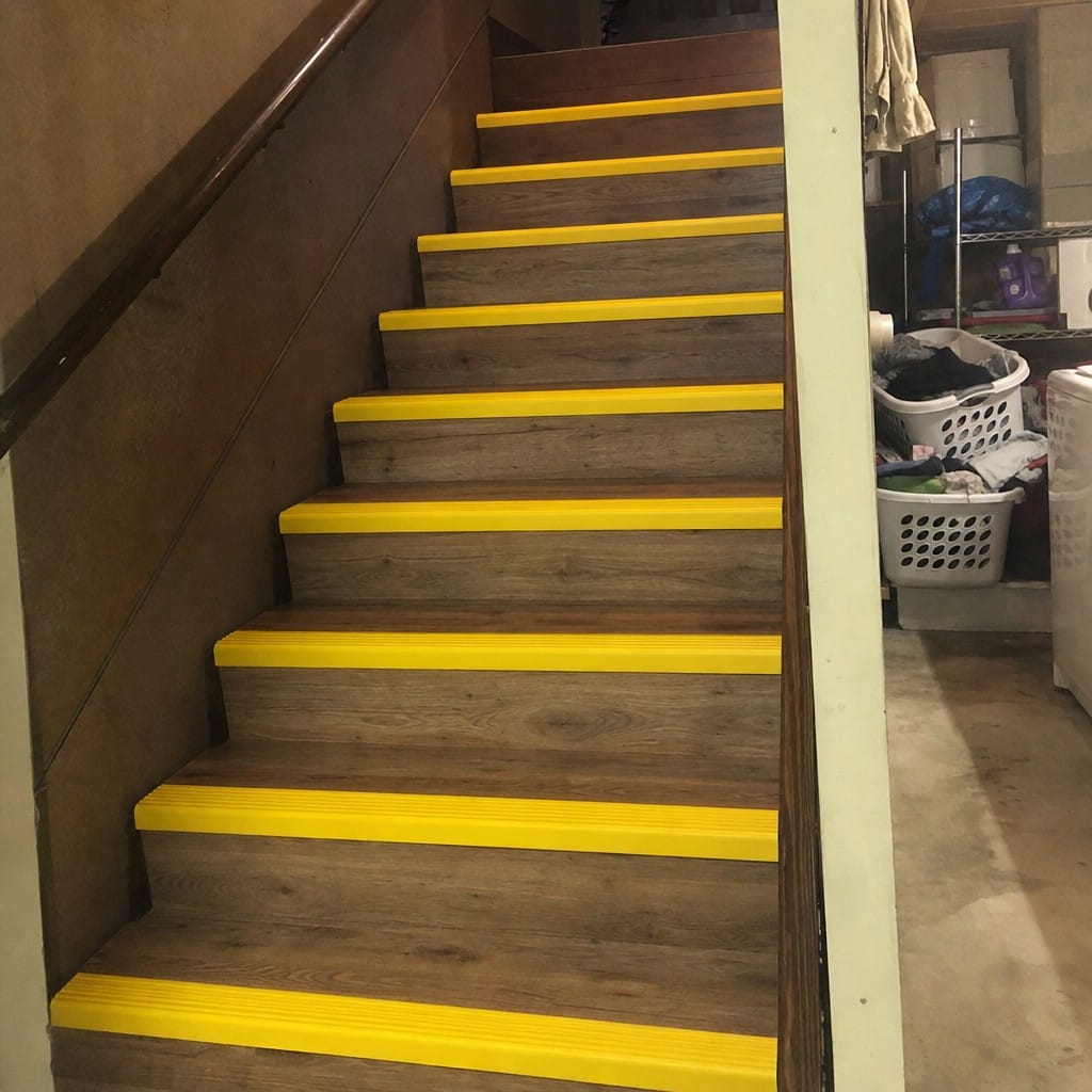Customer photo review of Self Adhesive PVC Stair Nosing 50mm x 42mm, Anti-Slip for Safe Stairs