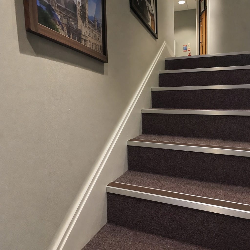 Customer photo review of Rake Back Stair Nosing 3.22m Double Channel Aluminium