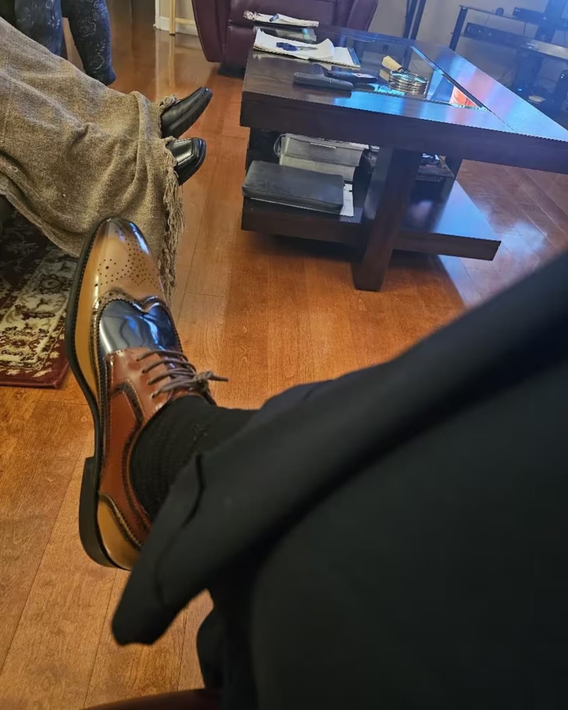 Customer photo review of Men's Shoes with Floral Perforated Details