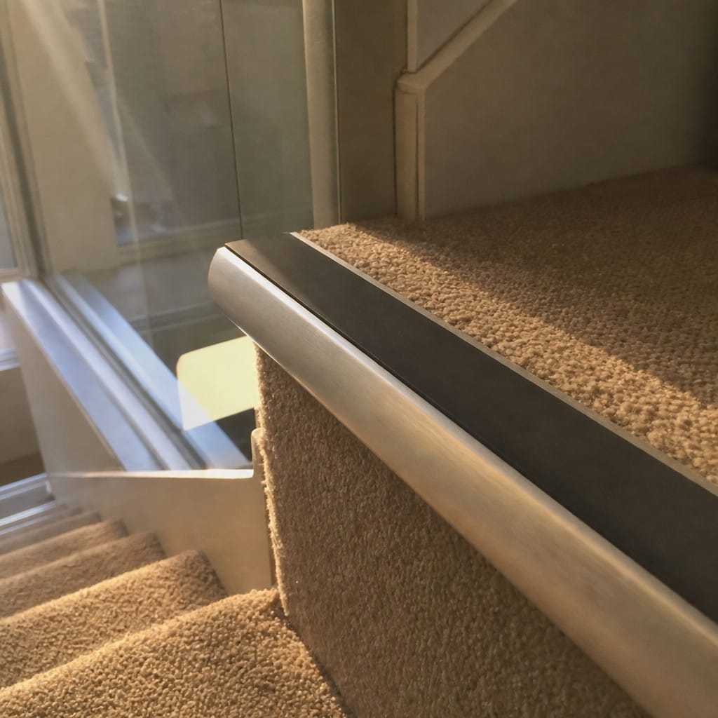 Customer photo review of Bullnose Aluminium Stair Nosing 2.75m Single Insert 39mm
