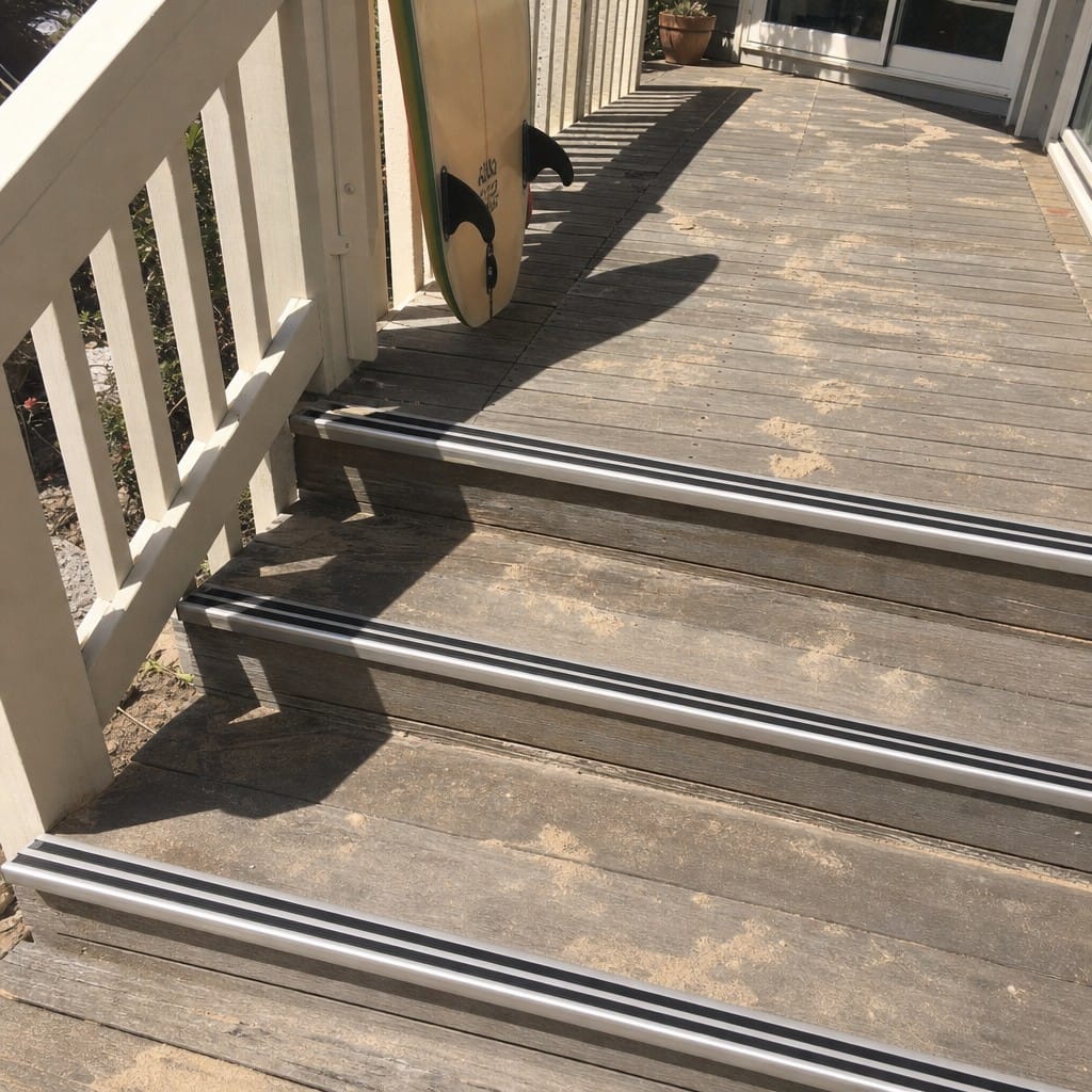 Customer photo review of 36mm Slim Aluminium Stair Nosing | Twin Rubber Anti-Slip Inserts