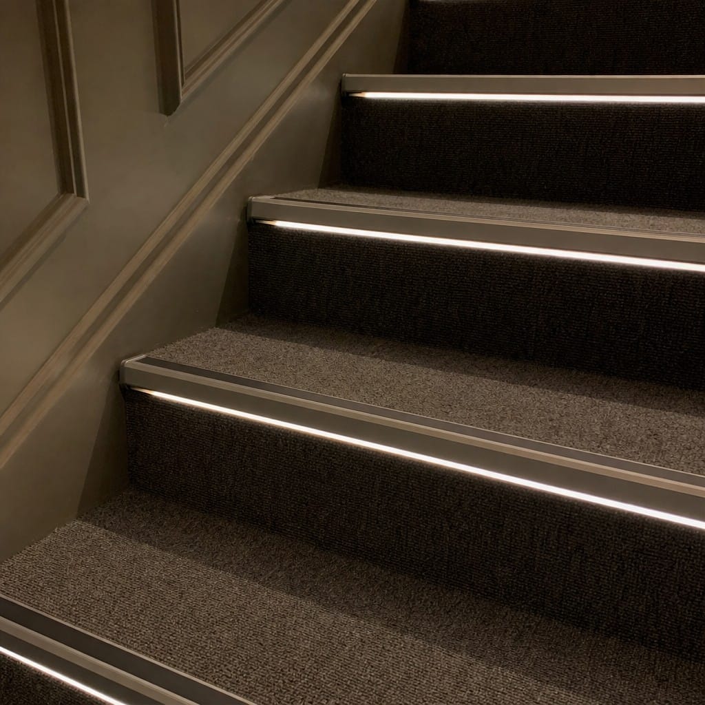 Customer photo review of Push In PVC End Caps for Light Down LED Stair Nosing - 76mm (Pack of 2)