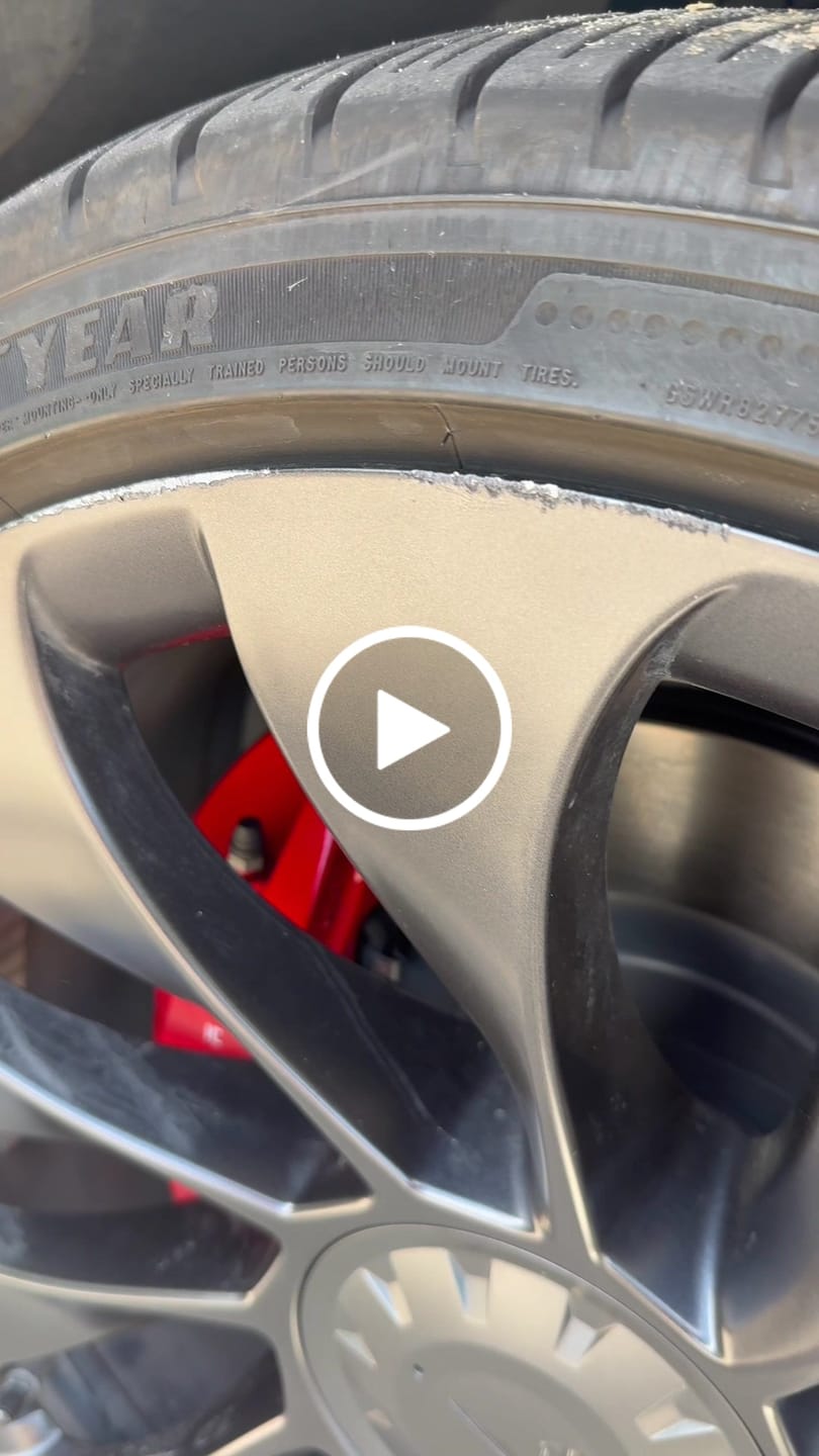 Customer video review of Tesla Wheel Touch-Up Paint for Model Y 21-inch Charcoal Grey Uberturbine Performance Rims - Color-matched Paint for DIY Curb Rash Repair