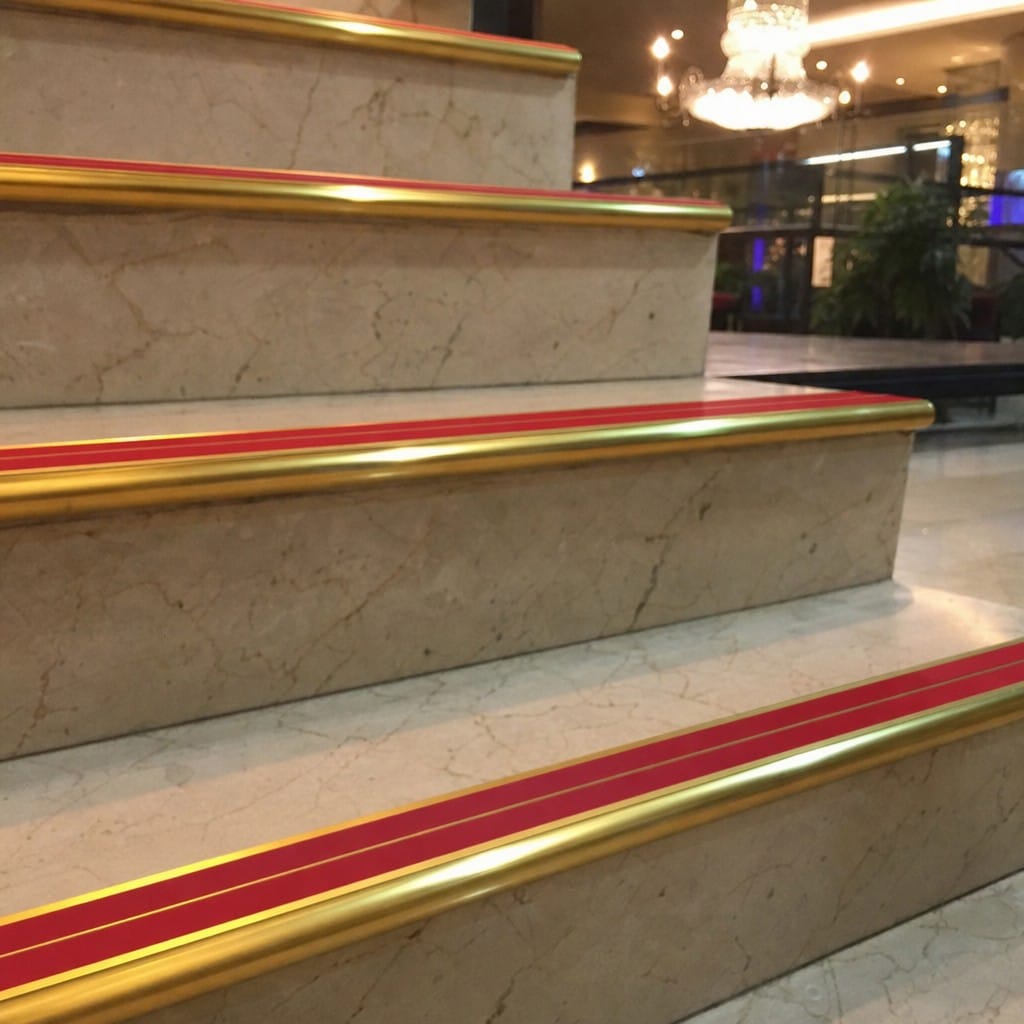 Customer photo review of Aluminium Stair Nosing 3.22m Bullnose 53mm Double Insert