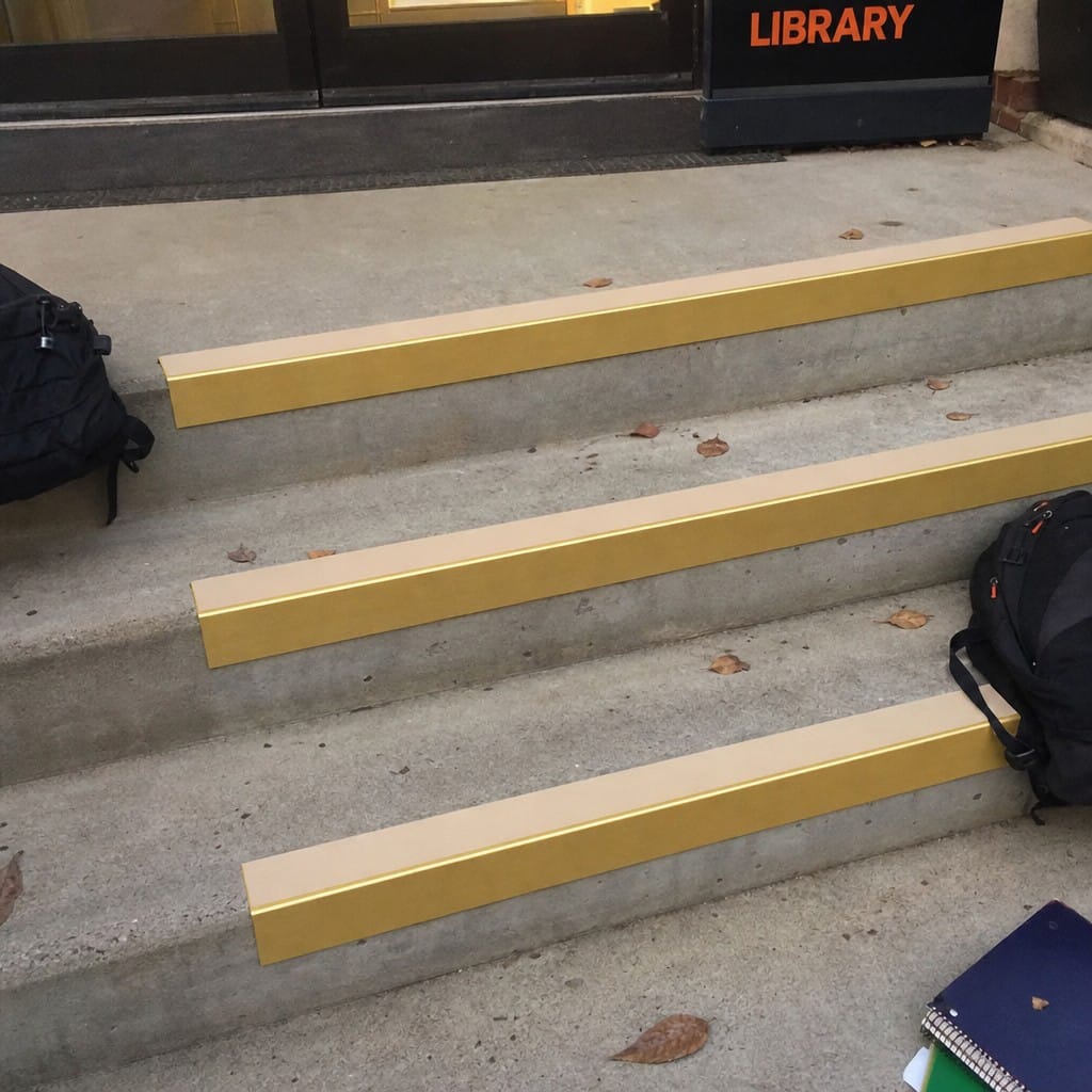 Customer photo review of Square Aluminium Stair Nosing 2.75m 50mm Riser PVC Insert