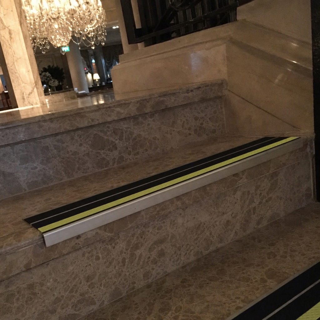 Customer photo review of Aluminium Stair Nosing 91x32mm Double Insert Anti Slip Glow Edge