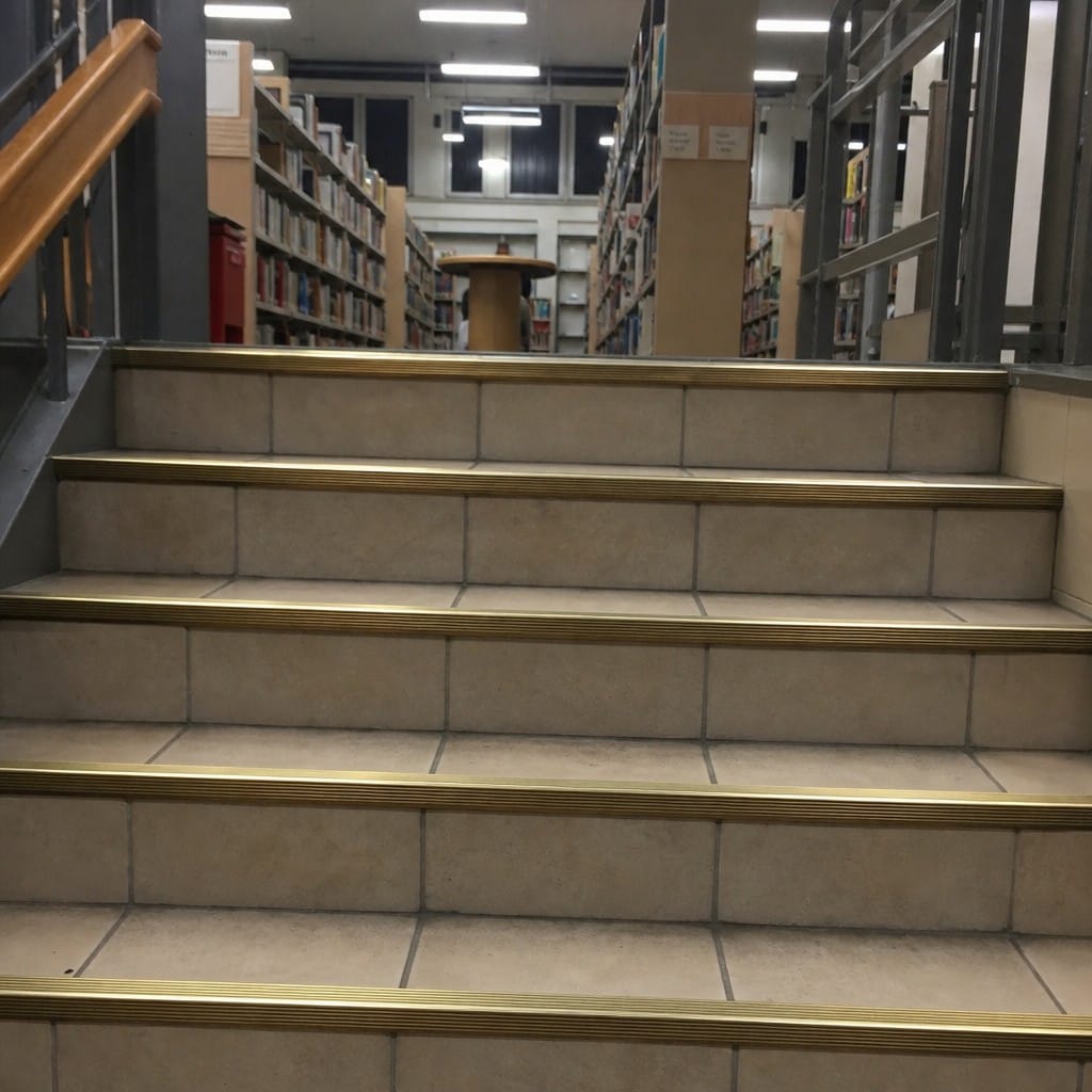 Customer photo review of Solid Brass Stair Nosing 44x26mm Ribbed Tread Raked Front, Cut to Size 700-2750mm