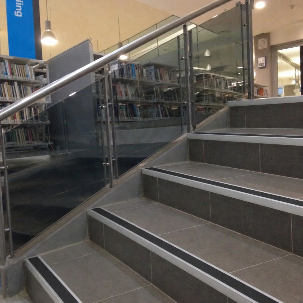 Customer photo review of Aluminium Stair Nosing 60x55mm Heavy Duty Square Back PVC Insert