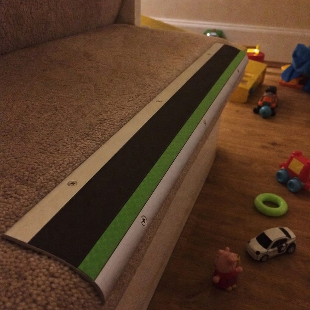 Customer photo review of Aluminium Stair Nosing 69x40mm Bullnose Anti Slip Glow Edge