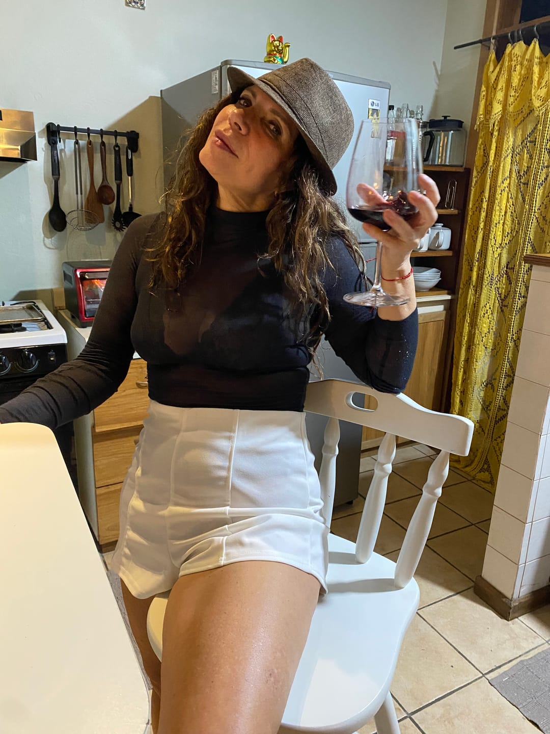 Customer photo review of Black & White Track Mini Skirt