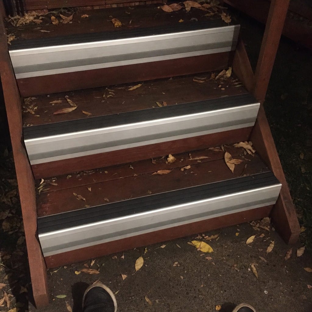 Customer photo review of Aluminium Stair Nosing 66x55mm with 13mm Riser Highlight, Black & Grey, 1m Lengths