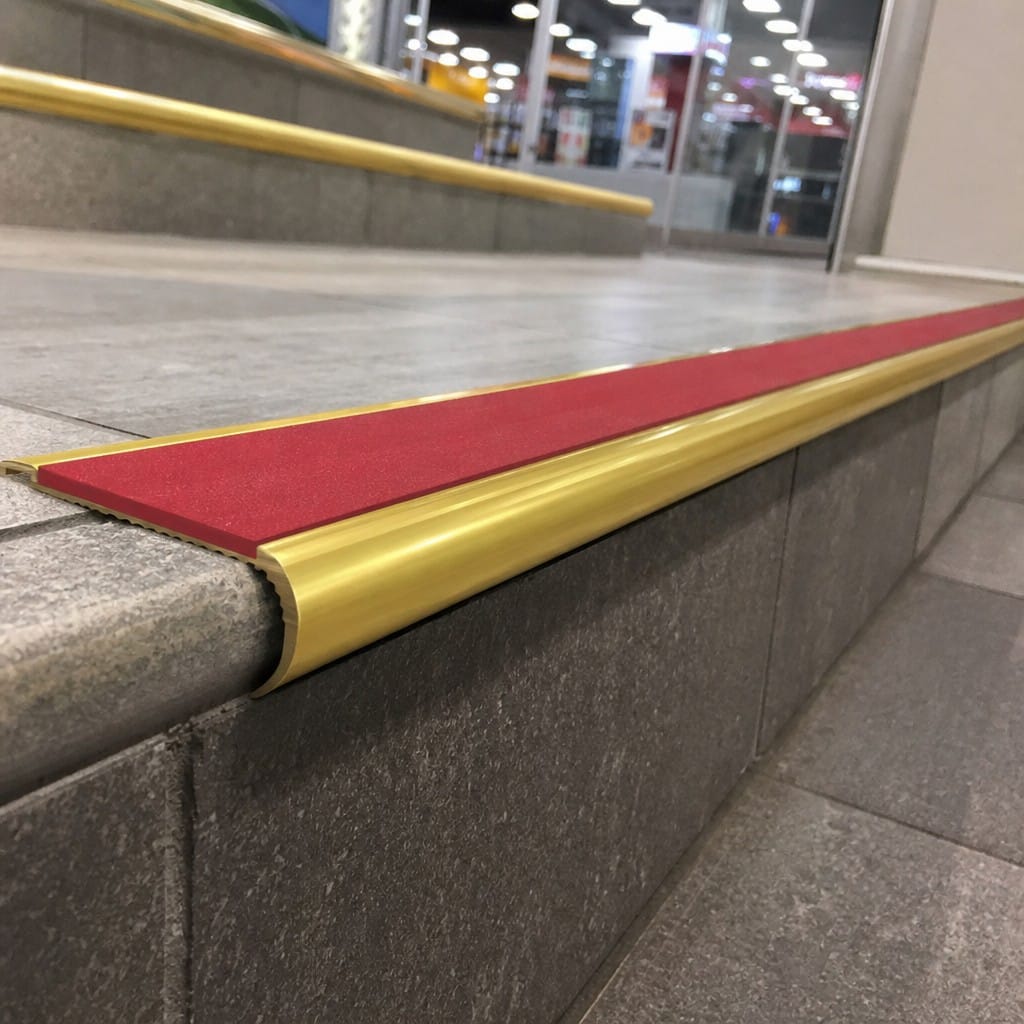 Customer photo review of Aluminium Bullnose Stair Nosing 3.22m Single Insert 39mm Riser