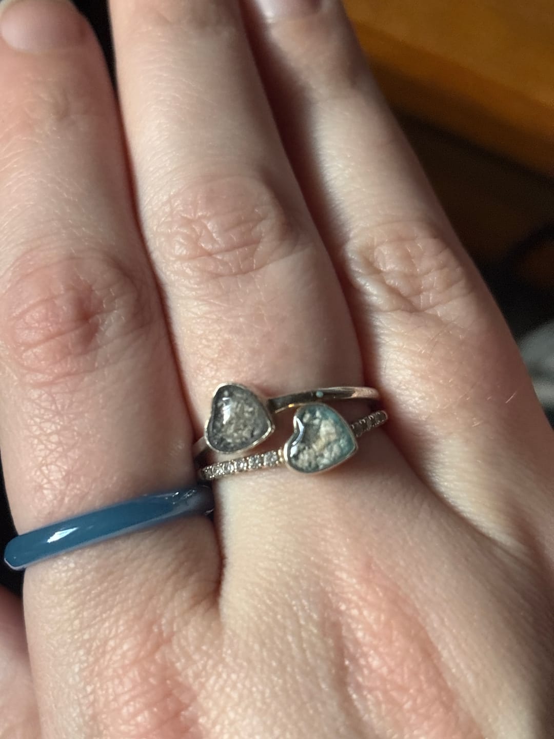 Customer photo review of Double Heart Cremation Ring