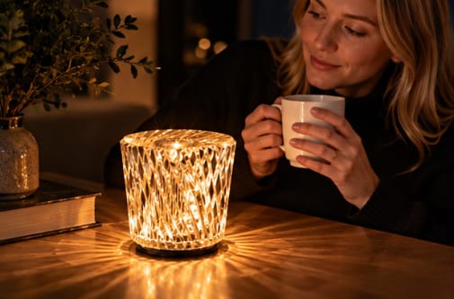 Customer photo review of Battery-Operated Diamond Crystal Table Lamp