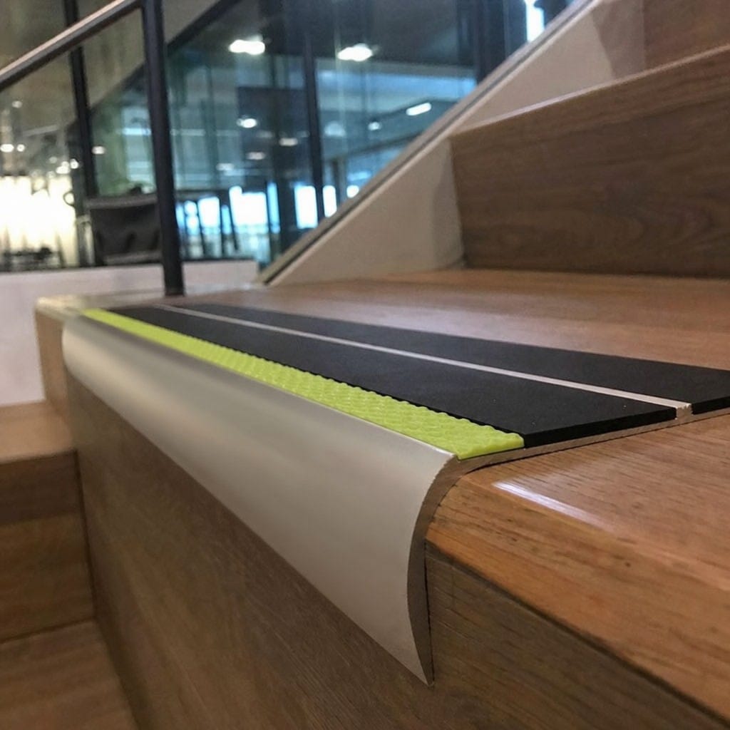 Customer photo review of Aluminium Stair Nosing 87x40mm Bullnose, Photoluminescent Anti-Slip
