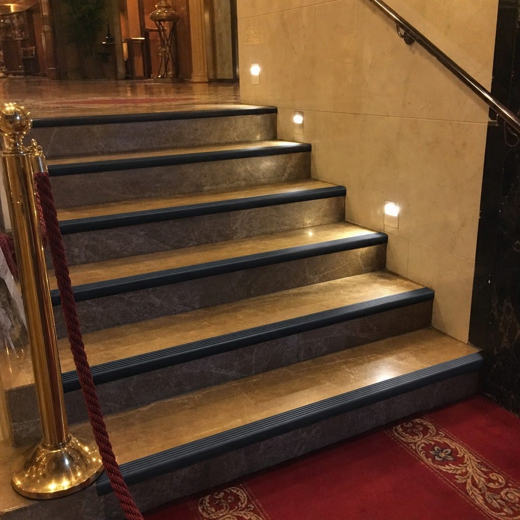 Customer photo review of Anti Slip Stair Nosing 52x40mm Flexible PVC Self Adhesive, Black or Grey
